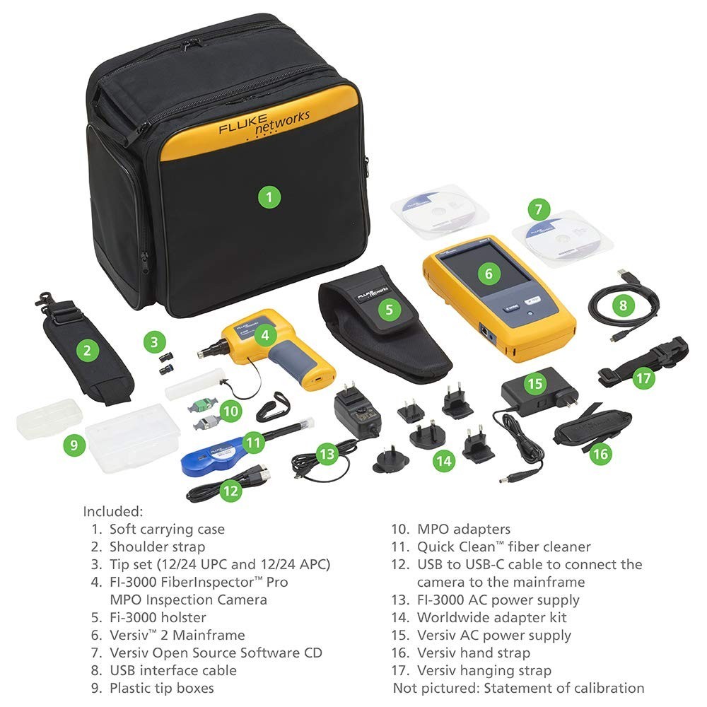 Fluke Networks FI2-7300 Fiber Inspector Pro Inspection Camera with MPO Live View | Versiv Mainframe Included