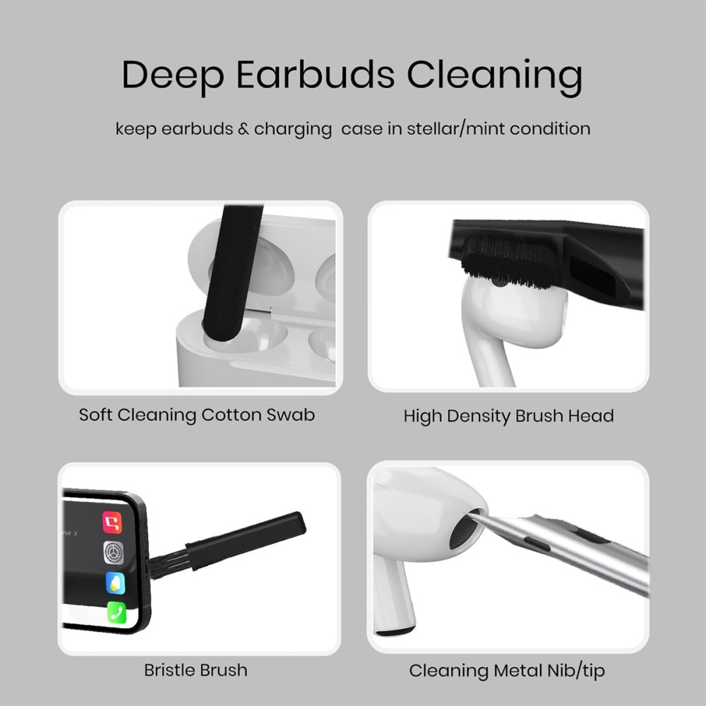 Portronics Clean N 18-in-1 Smart Gadget Cleaning Kit for Smartphones, Tablets, Laptops & Earbuds, Multi-Functional Electronics Cleaning Set with Cleaning Tools – (Black)