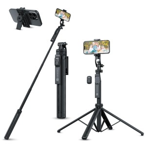 Portronics Lumistick 2 Smart Selfie Stick with 6ft Tripod Stand, 3-in-1 Multifunctional Design, Detachable Bluetooth Remote, Portable Phone Tripod for iPhone & Android, Vlogging & Photography