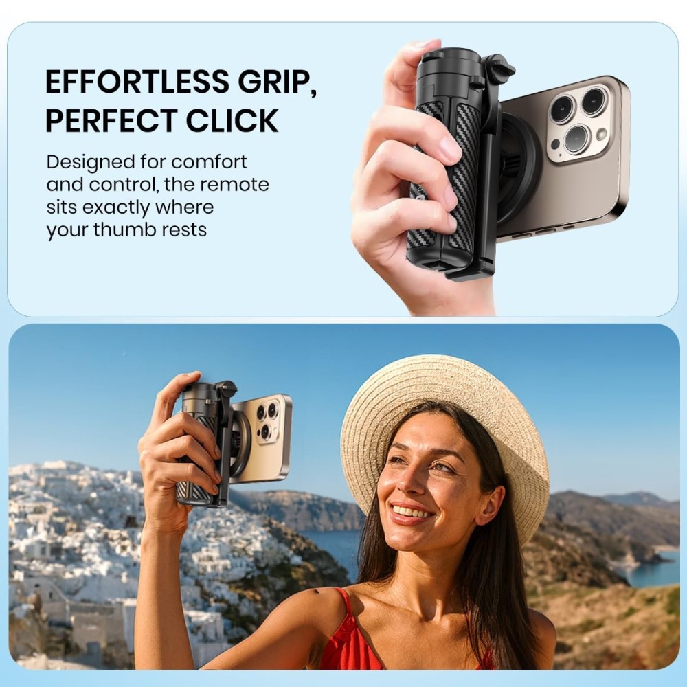 Portronics Lumistick Snap Magnetic Selfie Stick with Quadripod Tripod Stand, Detachable Bluetooth Remote, 360° Rotation, Metal Ring, Foldable & Travel-Friendly for iPhone and Android – (Black