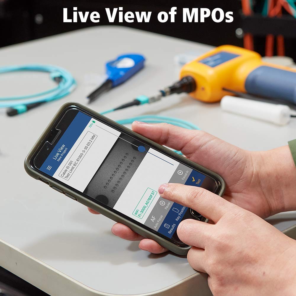 Fluke Networks FI-3000 Fiber Inspector Pro Inspection Camera | MPO Live View | Automated Pass/Fail | iPhone, Android & Versiv Compatible