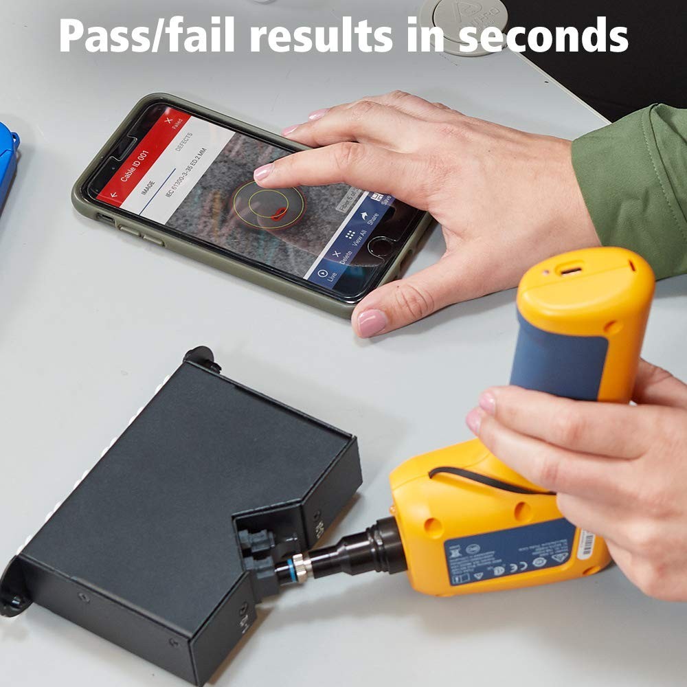 Fluke Networks FI-3000 Fiber Inspector Pro Inspection Camera | MPO Live View | Automated Pass/Fail | iPhone, Android & Versiv Compatible
