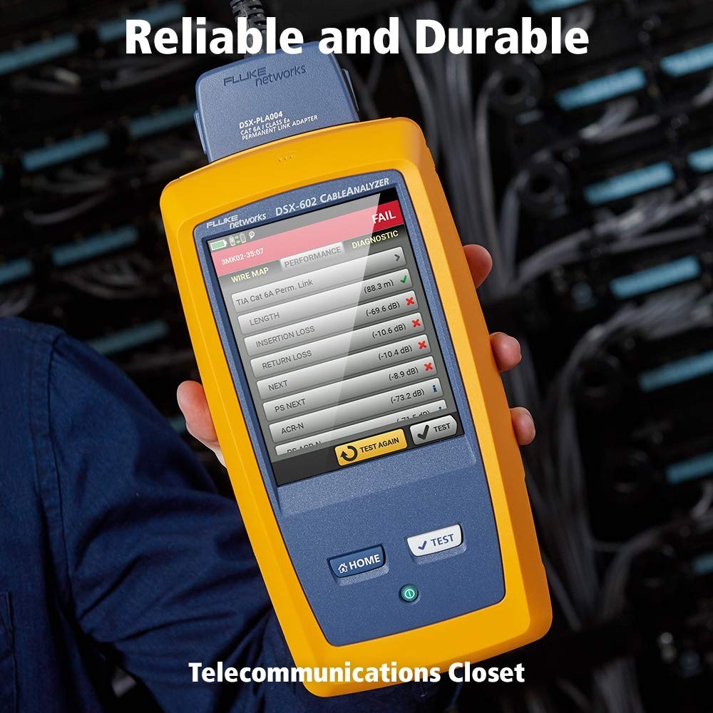 Fluke Networks DSX-602 Cable Analyzer Copper Cable Certifier for Cat5, Cat5e, Cat6 & Cat6A | 500MHz LAN Cable Tester with Touchscreen & LinkWare Reporting