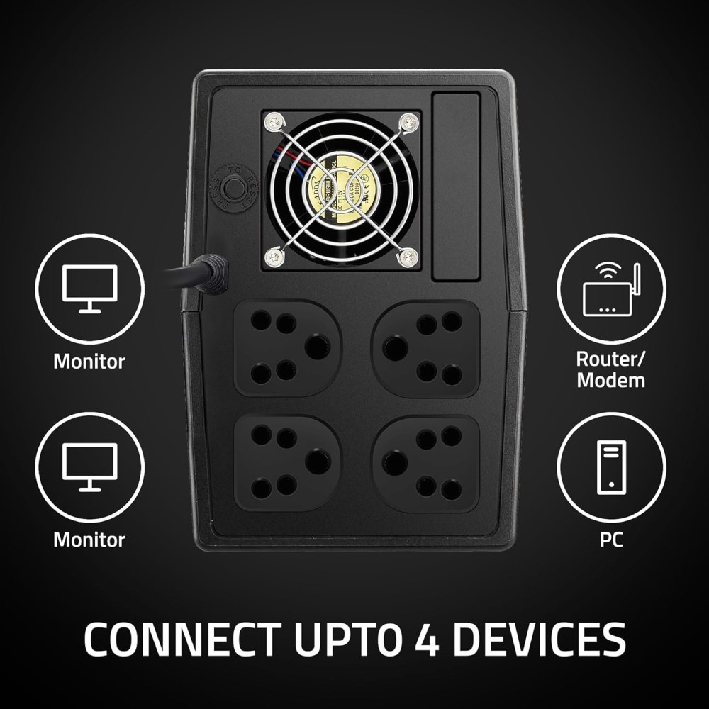 Artis 2000VA / 1200W Line Interactive UPS with AVR, Dual 12V 9Ah Batteries, 4 Output Sockets, Cold Start, Auto Restart, Generator Compatibility