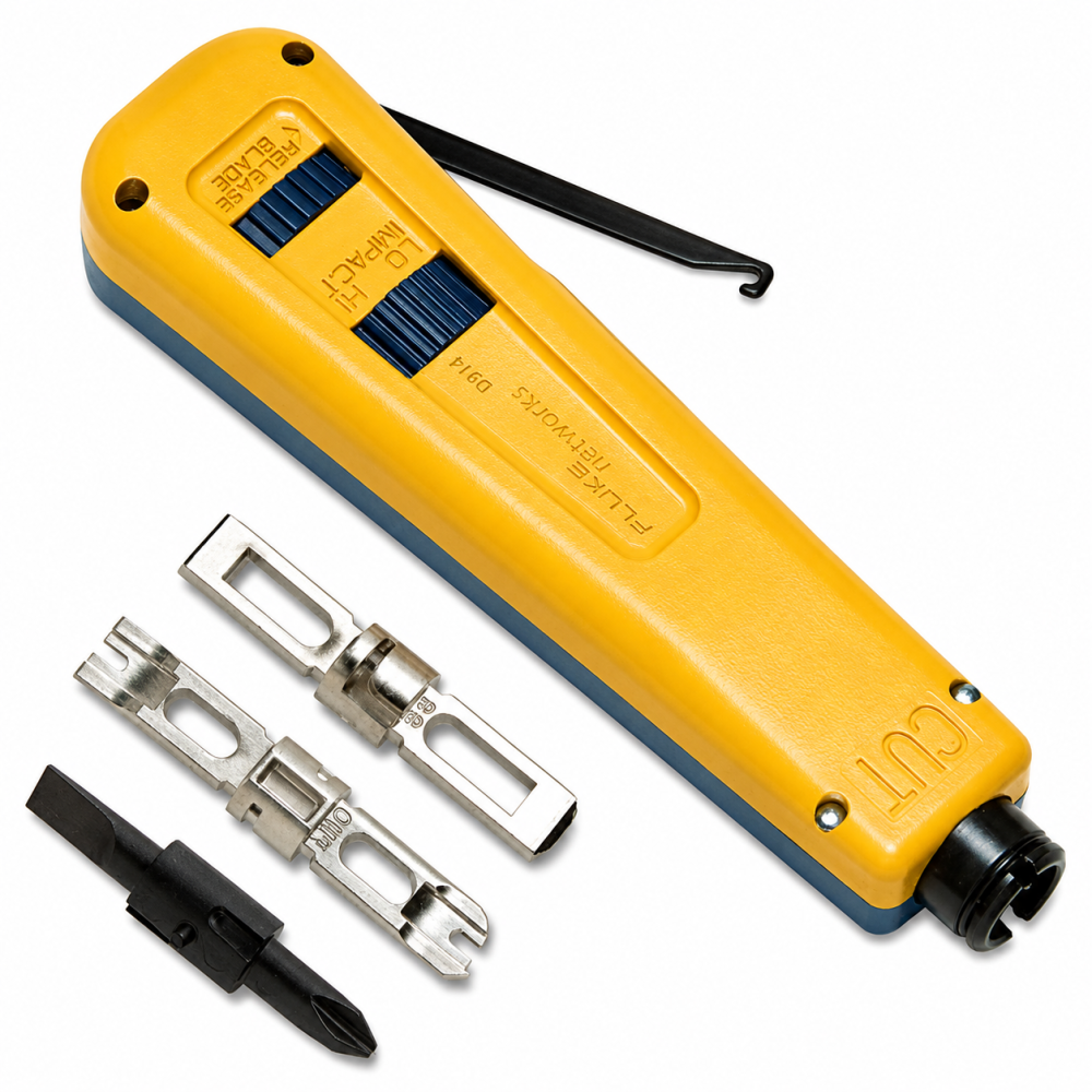 Fluke Networks 10051501 D914 Impact Punch Down Tool with EverSharp 66/110 Blade | Professional Network Cable Termination Tool