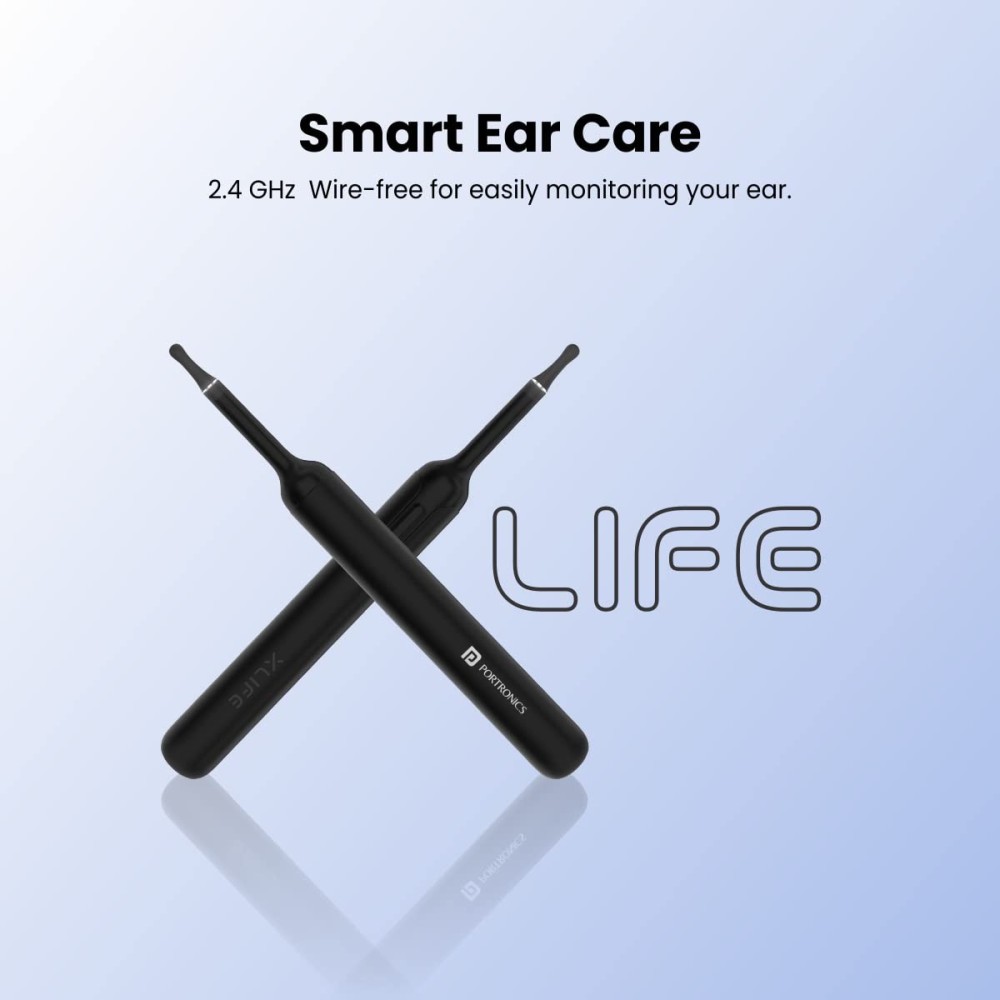 Portronics Xlife Smart Wireless Ear Otoscope Cleaner with 3MP FHD 1080P Camera, 6 LED Lights, App-Controlled Ear Cleaning Endoscope, Visual Ear Wax Removal Tool – (Black)