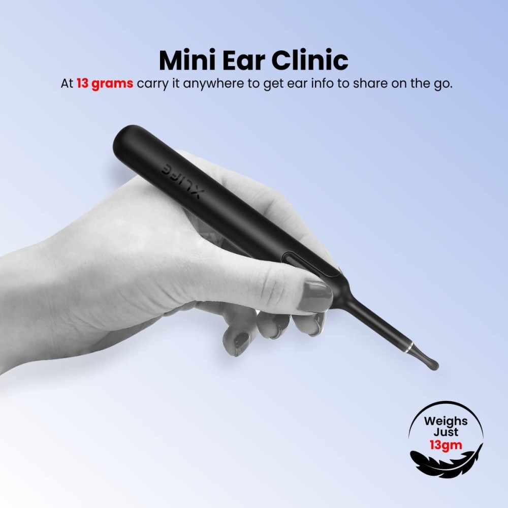 Portronics Xlife Smart Wireless Ear Otoscope Cleaner with 3MP FHD 1080P Camera, 6 LED Lights, App-Controlled Ear Cleaning Endoscope, Visual Ear Wax Removal Tool – (Black)