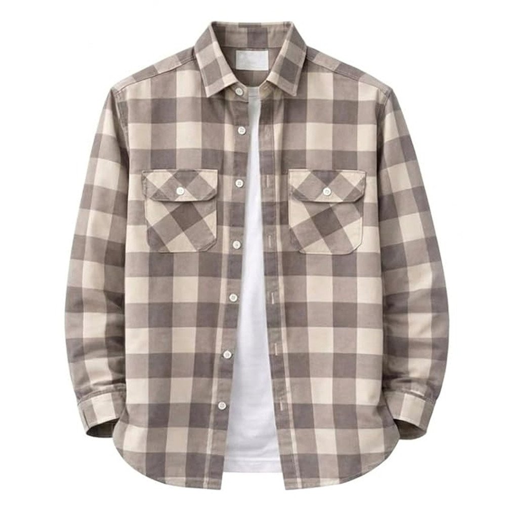DEELMO Men’s Stylish Cotton Blend Casual Chakes Shirt || Full Sleeve Shirt with Dual Flap Pockets Fabric || Perfect for Casual and Classic Fit & Style || Stylish Everyday Wear