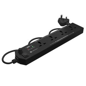 Portronics Power Plate 4 Extension Board with 4 Universal Sockets, USB Charging Port, 1.5m Cord, 1500W, Child Safety Shutter (Black)