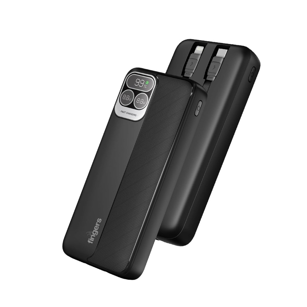 FINGERS PowerPump-P65 20000mAh Power Bank 65W PD Fast Charging with Built-in Cables