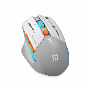 Portronics Vader Max Wireless Rechargeable Mouse with Bluetooth 5.3 & 2.4GHz Dual Mode, 6 Buttons, Thumb Support, Adjustable DPI up to 2400, Ergonomic Gaming Mouse for Laptop, PC & Desktop - (Grey)