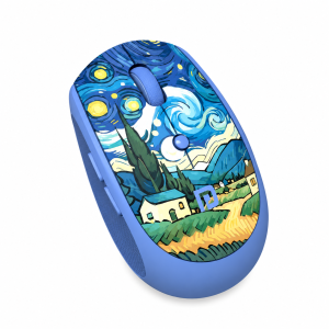 Portronics Toad III Plus Rechargeable Bluetooth & 2.4GHz Wireless Mouse with 6 Buttons, Soft Silicone Grip, Stylish Illustrated Design for Laptop, PC & Mac - (Blue)