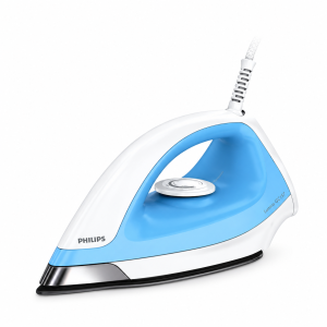 Philips GC157/02 1100W Dry Iron with American Heritage Soleplate, Non-Stick Soleplate, Lightweight Design & Easy Gliding – (White & Blue)