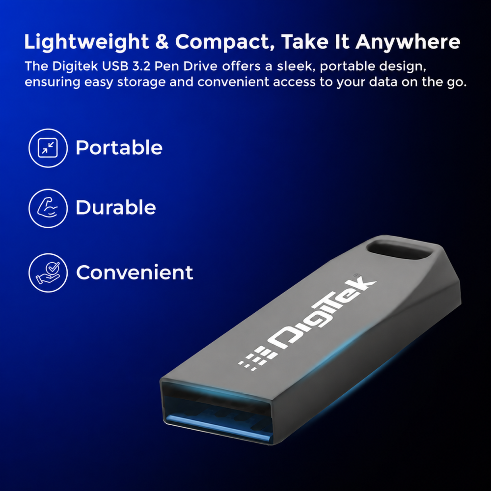 Digitek® USB 3.2 Flash Drive, High Speed Read & Write, Pen Drive, Magnetic, X-Ray & Temperature Resistant | Compatible with Windows & Mac OS
