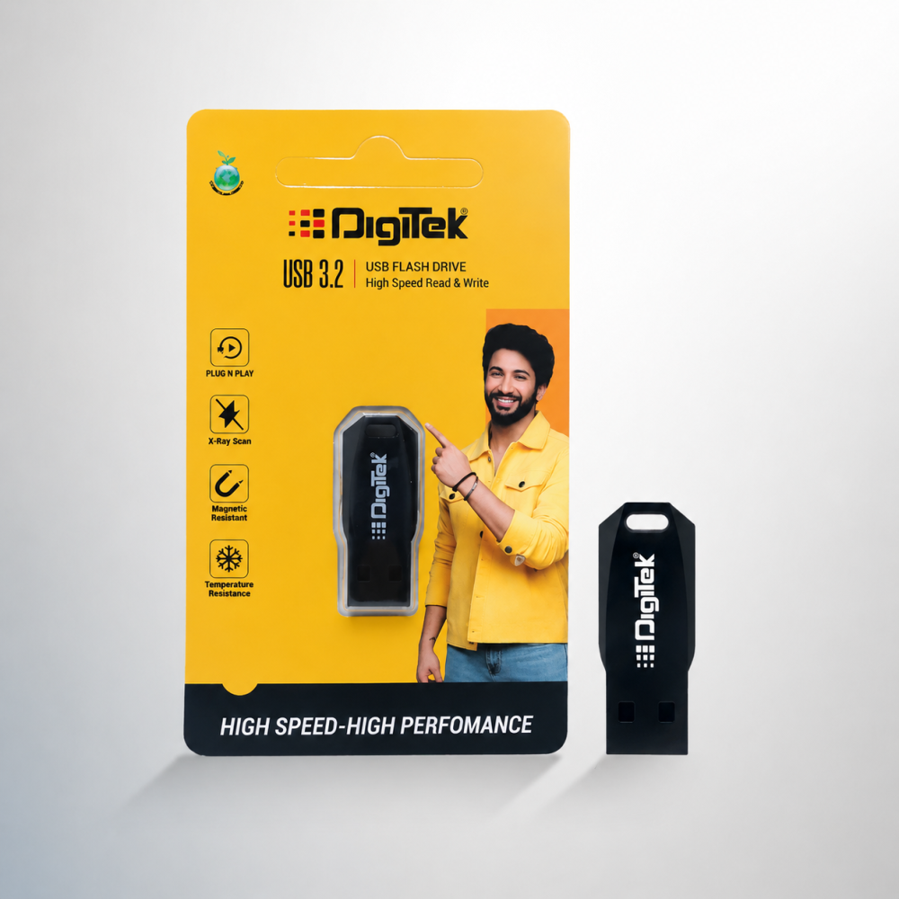 Digitek® High-Speed USB 3.2 Pen Drive, Plug & Play, X-Ray & Magnetic Resistant, Durable Plastic Body – Compatible with Windows & Mac OS.