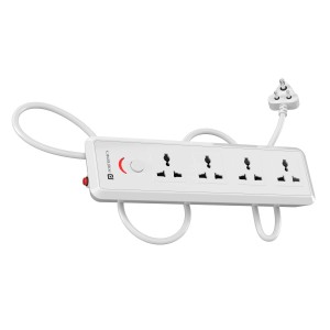 Portronics Power Plate 11 1500W Extension Board with 4 Power Sockets, 2M Cord, Overload Protection, | Power Strip for Home & Office-(White)
