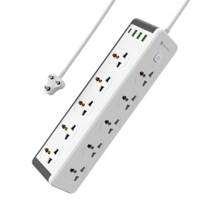 Portronics Power Plate 14 Extension Board 10 Universal Sockets, 25W Type-C PD, 3 USB Ports, 3M Cord, 2500W (White)