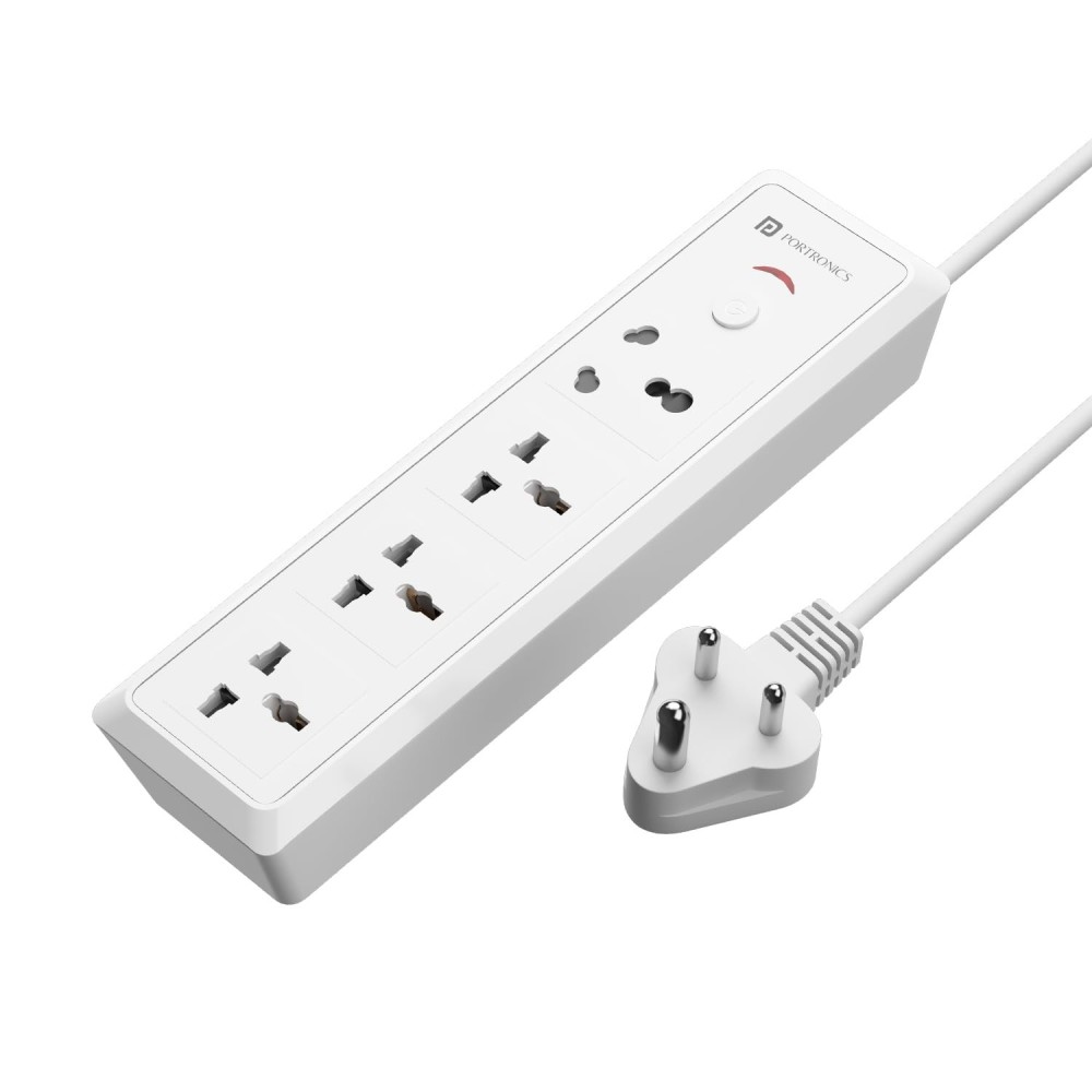 Portronics Power Plate 17 Extension Board 4 Sockets 3840W 2m-(White)