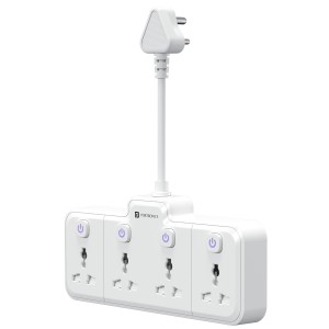 Portronics Power Plate Pro 2500W 4-in-1 Power Extender with 4 Universal Sockets, Individual Switches & 180° Flexible Cord | Home & Office Power Strip-(White)