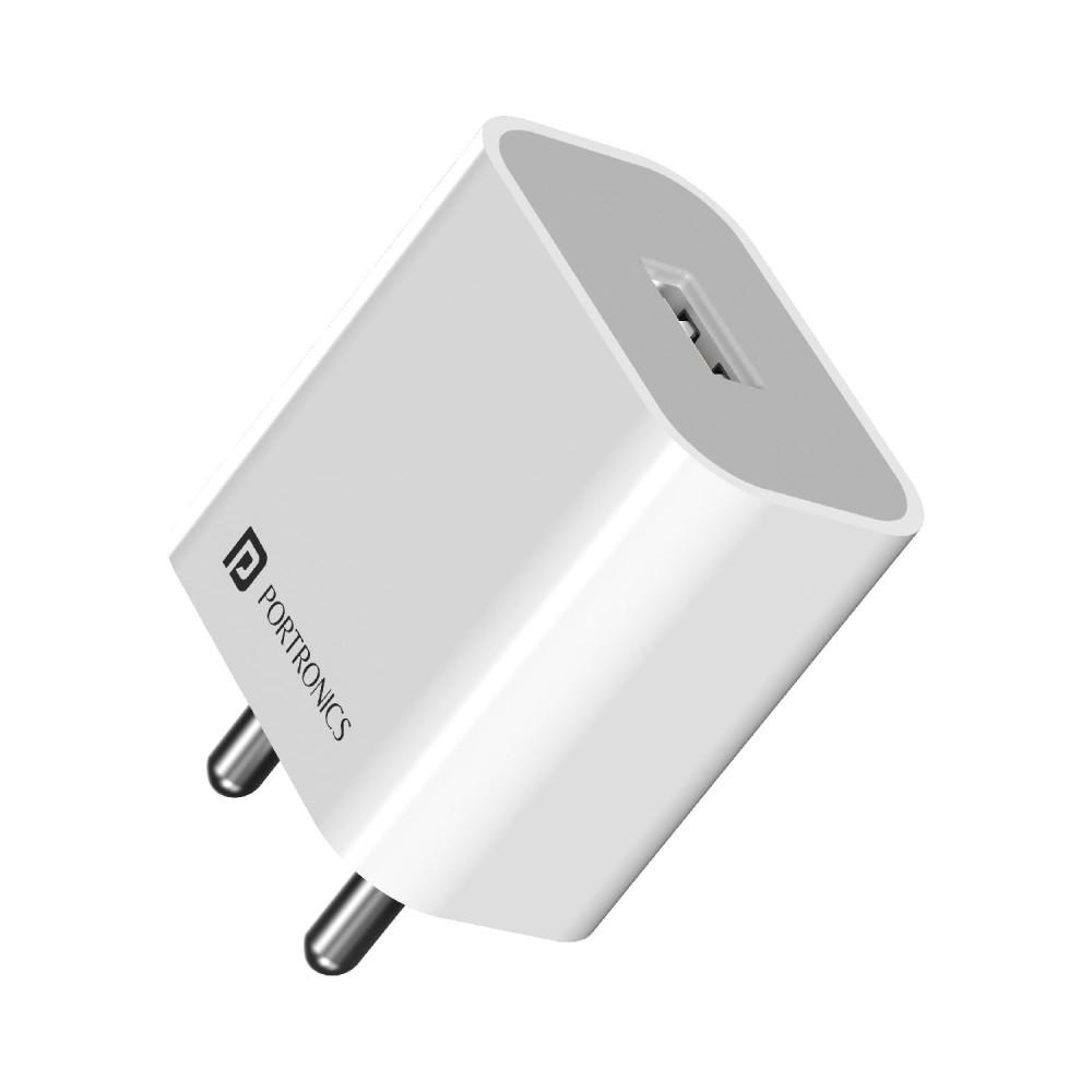 Portronics Adapto 12 12W 2.4A Fast Wall Charger for iPhone, iPad & Samsung Smartphones – (White) | USB Mobile Charger