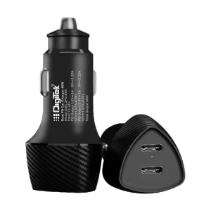 Digitek® (DMC 2PD 40W) Fast Car Charger with Dual Output, 40 Watts Total (20W + 20W Type C PD), Fast Charging Adapter for iOS & Android Smartphones and Tablets (Black)