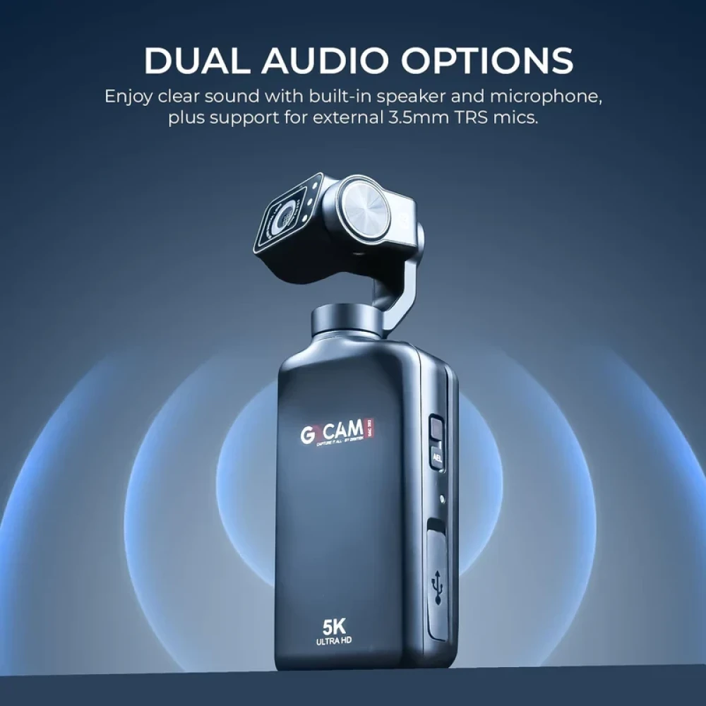 Digitek® (DAC 202) 5K 3-Axis Handheld Action Camera with AI Face Tracking, 3.5” Rotating Screen, 48MP Sensor, Wi-Fi, Night Vision & External Mic Support
