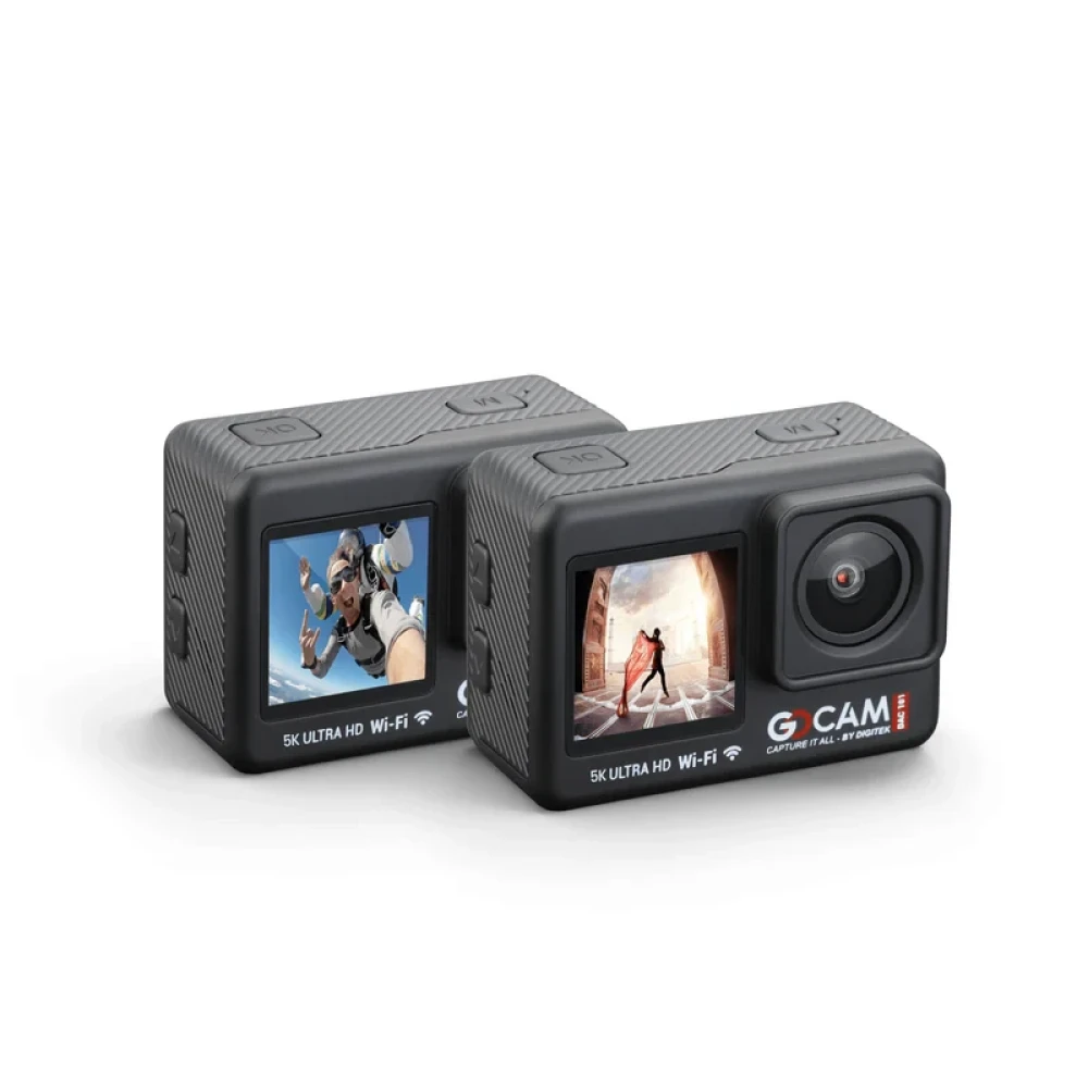 Digitek® GoCAM (DAC-101) 5K 30FPS 48MP WiFi Ultra HD Sports Action Camera| Dual TouchScreen|6-Axis Gyro EIS Stabilization | MIC Support Waterproof | 2 Batteries (Black)