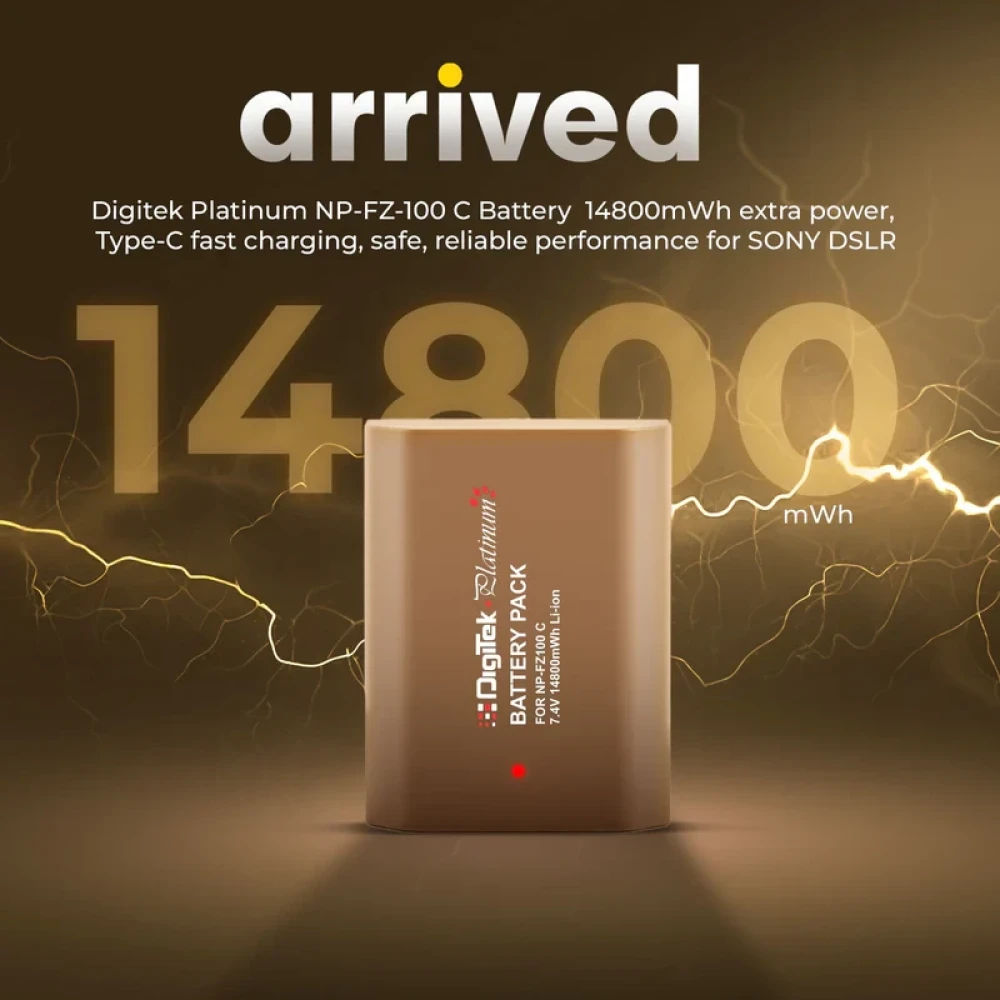 Digitek® (NP FZ100C Combo) 14800mWh Extra Power Li-Ion Battery for Sony Cameras