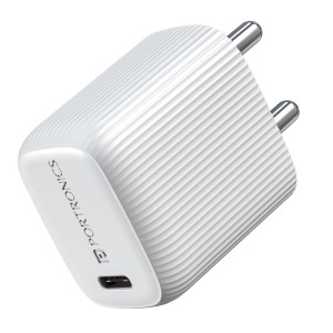 Portronics Adapto 20X 20W Type-C PD Fast Charging Adapter (White) | USB-C Charger for iPhone 17/16/15/14/13/12, Samsung & Type-C Smartphones