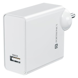 Portronics Adapto 25A 25W USB-A Fast Charging Adapter | SuperVOOC, VOOC, WARP, Dash & Quick Charge | Compatible with OnePlus, Oppo, Realme Smartphones-(White)