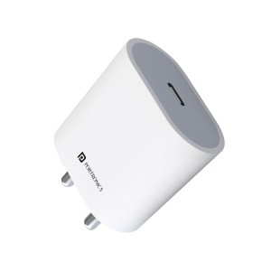 Portronics Adapto 20 Type-C 20W PD Fast Charger Adapter | USB-C Power Delivery for iPhone 16/15/14/13/12, iPad, Samsung Galaxy-(White)