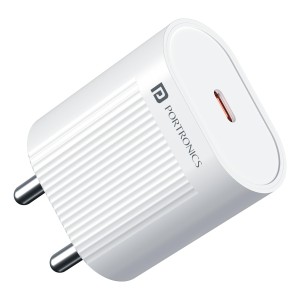 Portronics Adapto 45A 45W Type-C Super Fast Charger | PD USB-C Adapter for iPhone, Samsung Galaxy S24/S23/S22 & Nothing - (White)