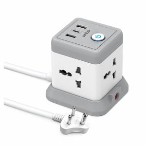 Artis AR-4SS-3USBCB 4 Socket Extension Board with 2 USB & 1 USB Type-C Ports, 2 Meter Power Extension Cord, Multi-Socket Power Strip for Home, Office & Electronics – (Grey)
