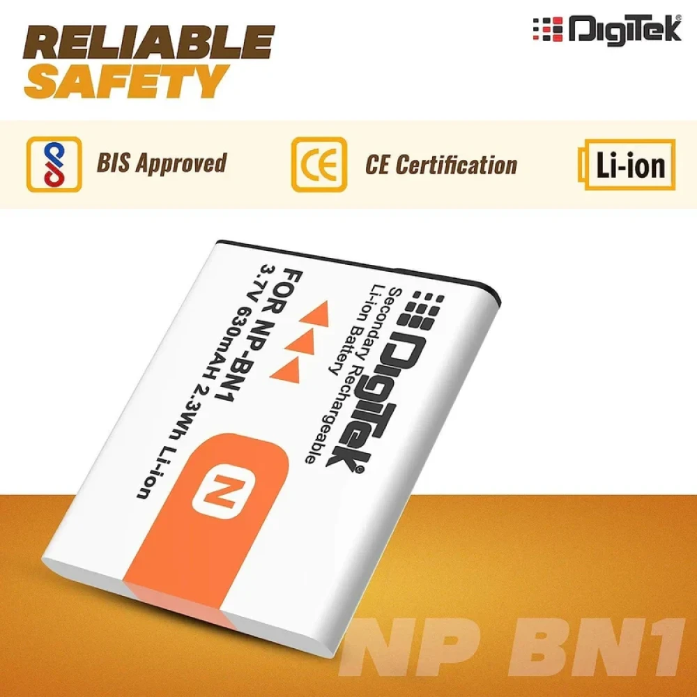 Digitek® (NP-BN1) 630 mAh Rechargeable Battery Packs for Nikon Digital Camera | Compatibility - TX7-W-390, W-380, W-370, W-350, W-330, W-310