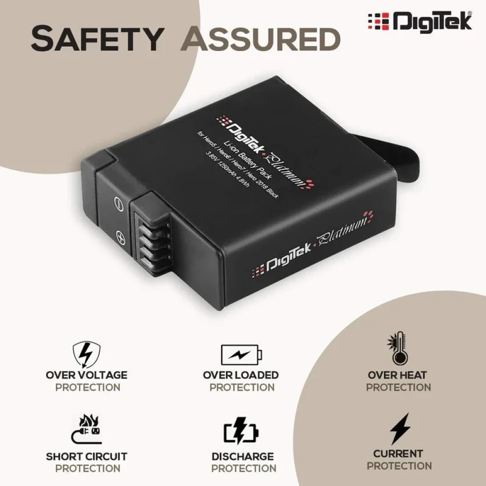 Digitek® Platinum (DBG 567 Go Pro) Rechargeable Battery | Compatible with Hero-5, Hero-6, Hero-7, Hero-2018 | Capacity 1250mAh (DBG 567)