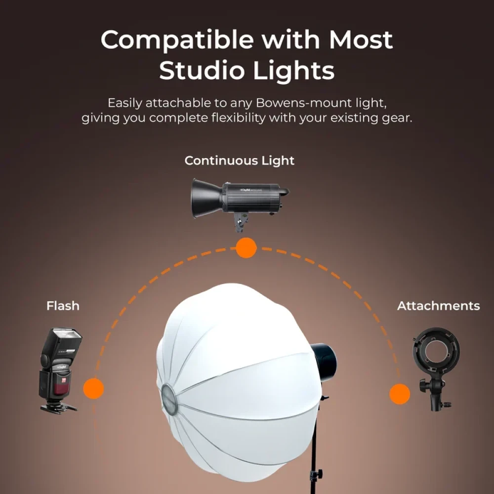 Digitek® (DLSF 65) Rounded 65cm Lantern Softbox with Bowens Mount, 270° Omni-Directional, Light Quick Setup, Click Lock Design, Optional Skirts Fabric and Metal Build