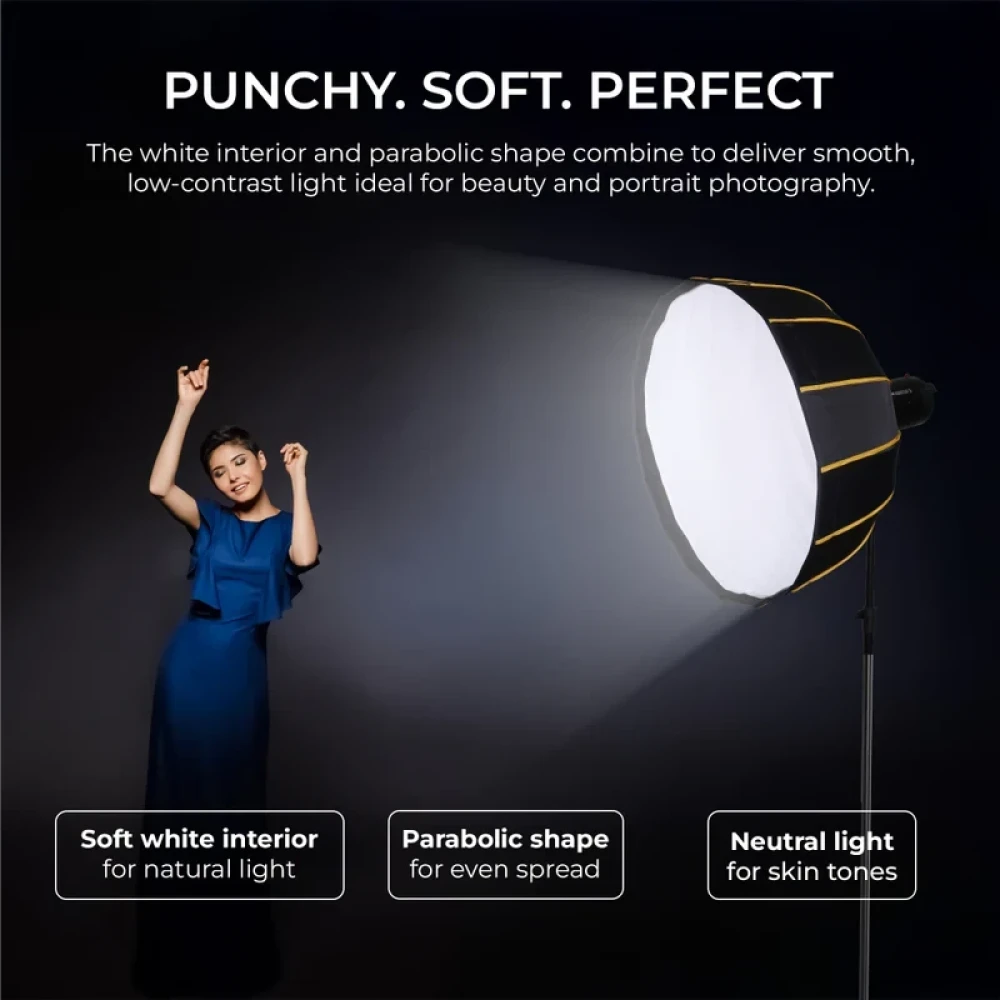 Digitek® DBDS 65W 65cm Beauty Dish Softbox (White), Collapsible, Transportable, Lightweight Bowen Mount for Photography & Studio Lighting with Removable Diffuser