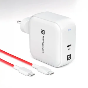 Portronics Adapto 65C 65W USB Type-C PD Super Fast Charger Adapter, Fast Charging for Smartphones, Tablets & Laptops-(White)