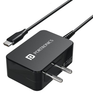 Portronics Zion 65 65W PD Fast Charging Laptop Adapter with Built-in Type-C Cable, PPS Technology, 1.5m Cable | Compatible with Laptops, MacBooks, iPads, Smartphones & Tablets - (Black)