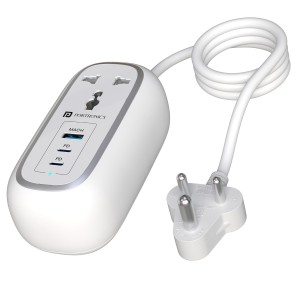 Portronics 67W Volt 65 Pro Smart Desktop Charger with 2 USB-C PD, USB Port, 2 AC Sockets & 1M Cable - (White)