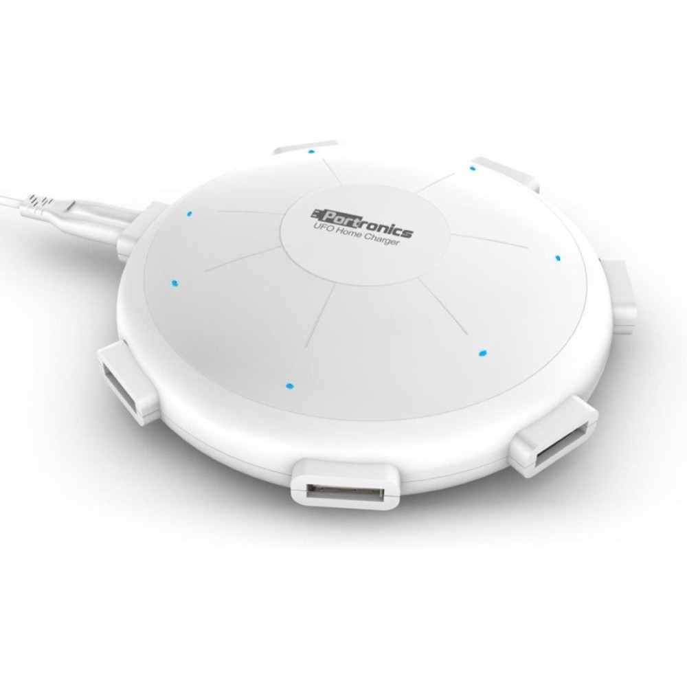 Portronics UFO USB Home Charger 6-Port 8A Fast Charging Station for Smartphones & Tablets  Multi USB Charger - (White)