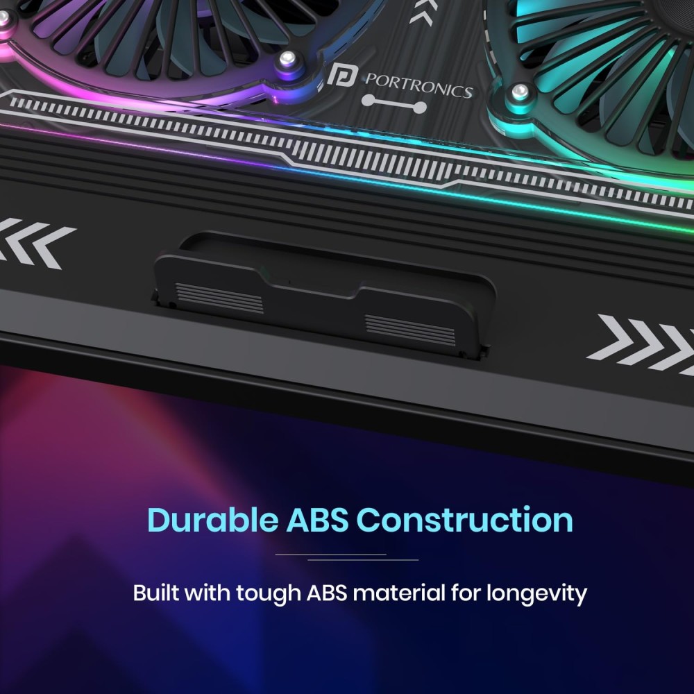Portronics My Buddy Air 5 Laptop Cooling Pad with Dual Cooling Fans, Adjustable Height for Up to 15.6-Inch Laptops, ABS Build - (Black)