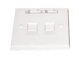 CommScope 2225212-1 NETCONNECT Faceplate (85 x 85 mm) UK Style, 2-Port, Shuttered, White