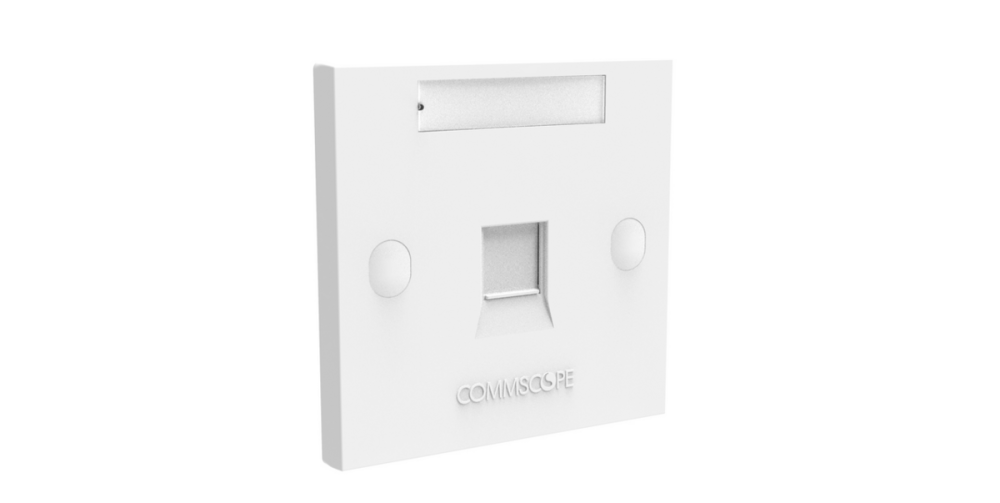 CommScope 760249249 FPS-BS-1P-W Universal Faceplate Kit | 1-Port British Standard Shuttered Faceplate | Pro White | Compatible with KJ, M & SL Series Outlets