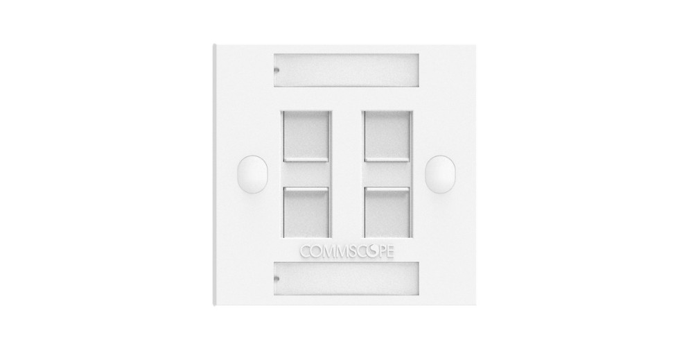 CommScope 760249253 FPS-BS-4P-W Universal Faceplate Kit | 4-Port British Standard Shuttered Faceplate | Pro White | Compatible with KJ, M & SL Series Outlets