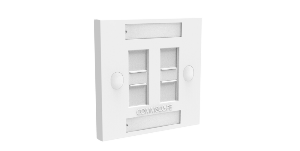 CommScope 760249253 FPS-BS-4P-W Universal Faceplate Kit | 4-Port British Standard Shuttered Faceplate | Pro White | Compatible with KJ, M & SL Series Outlets