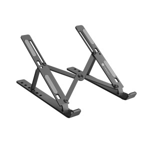 Portronics My Buddy K Portable Foldable Laptop Stand for Laptops & MacBooks, Adjustable Height, Overheating Protection - (Grey)