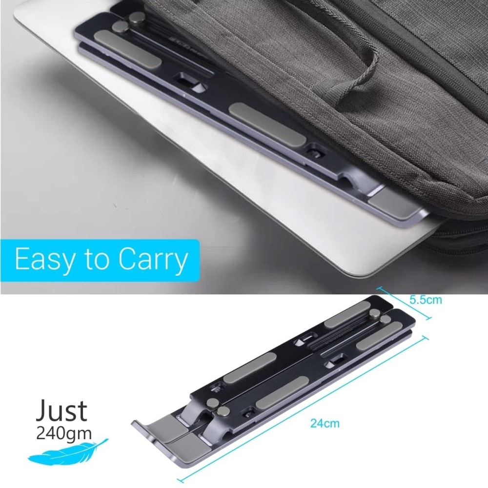 Portronics My Buddy K Portable Foldable Laptop Stand for Laptops & MacBooks, Adjustable Height, Overheating Protection - (Grey)
