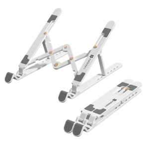 Portronics My Buddy K Lite Foldable Laptop Stand | Adjustable Height | Anti-Slip | Portable ABS Laptop Riser - (White)
