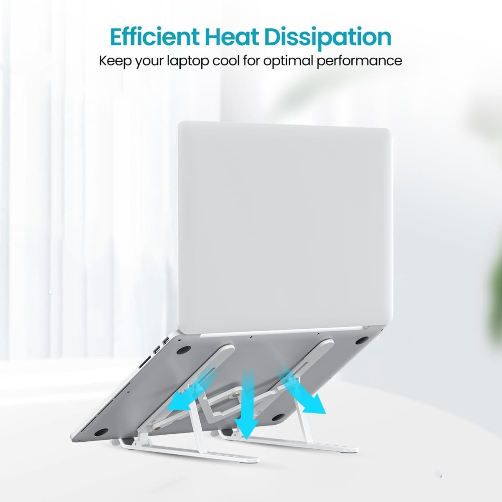 Portronics My Buddy K Lite Foldable Laptop Stand | Adjustable Height | Anti-Slip | Portable ABS Laptop Riser - (White)